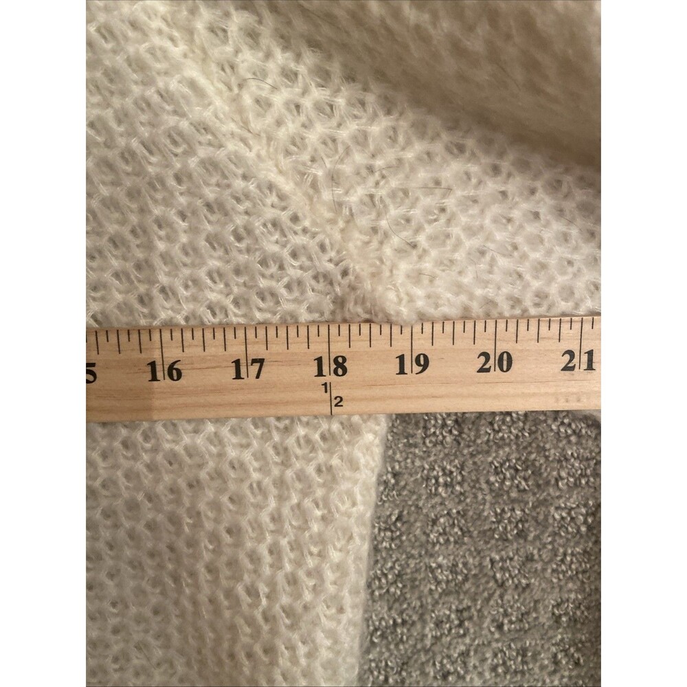 Pull Over Sweater Open Double Knit Round Neck Cream Womens Medium - Picture 5 of 6